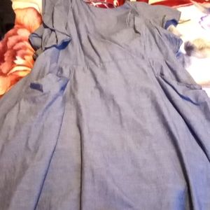 Denim dress with front pockets